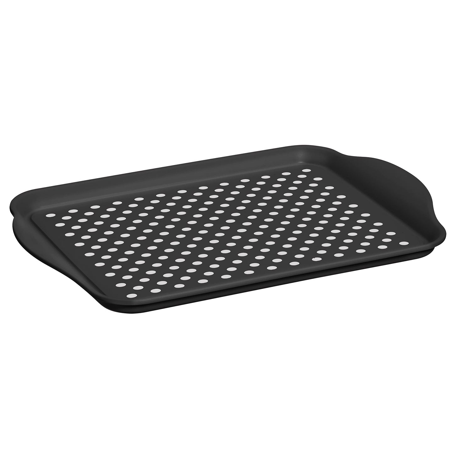 Oggi OGGI Anti Slip Serving Tray with Handles- Black Rectangle Tray - Ideal Tray for Eating Breakfast Tray Food Tray Appetizer Tray Serving 17.5 x 11.5 (5504.3)