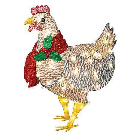Light-Up Chicken with Scarf for Garden Decor