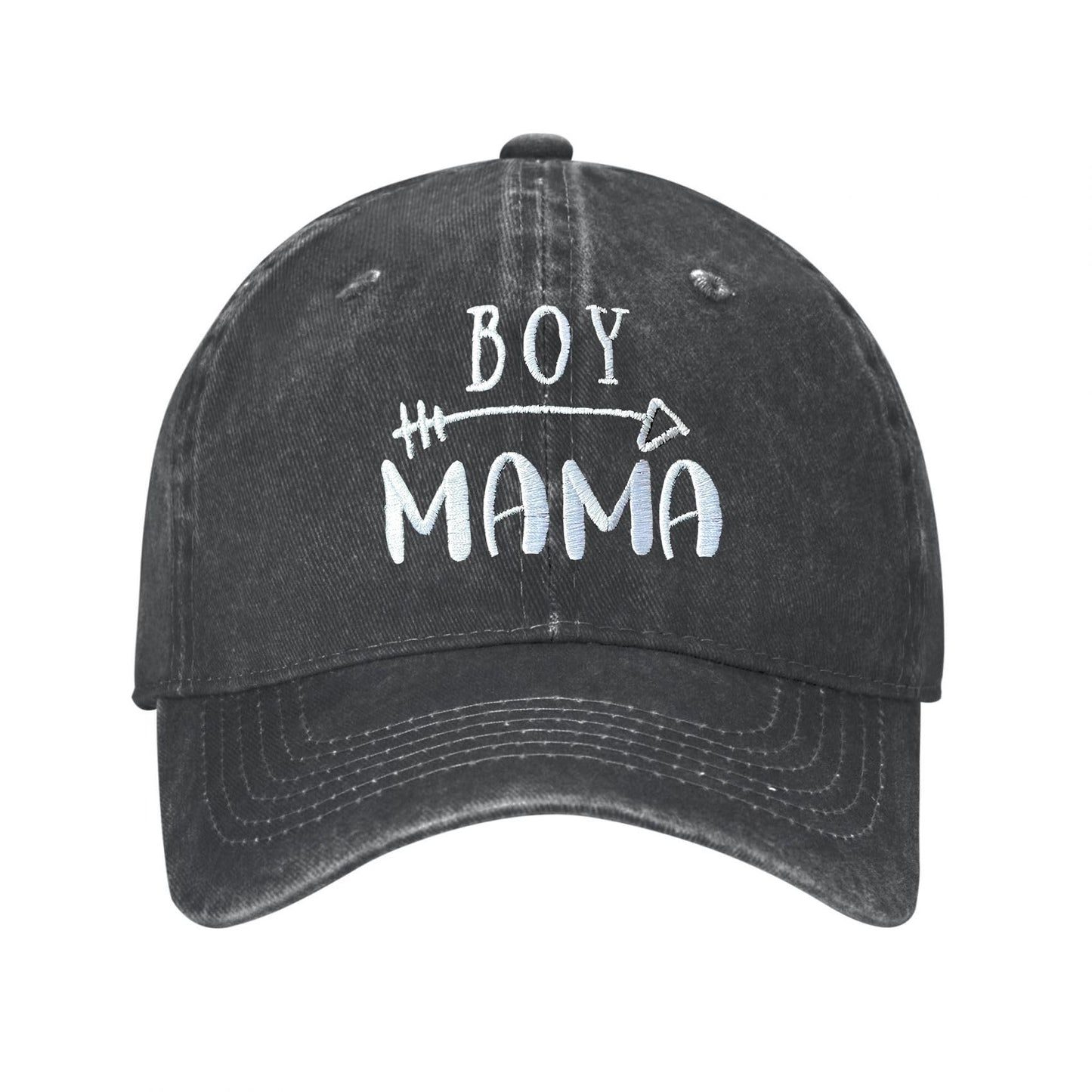 Womens Boy Mama Baseball Caps Embroidered Vintage Dad Hat for Mom Black